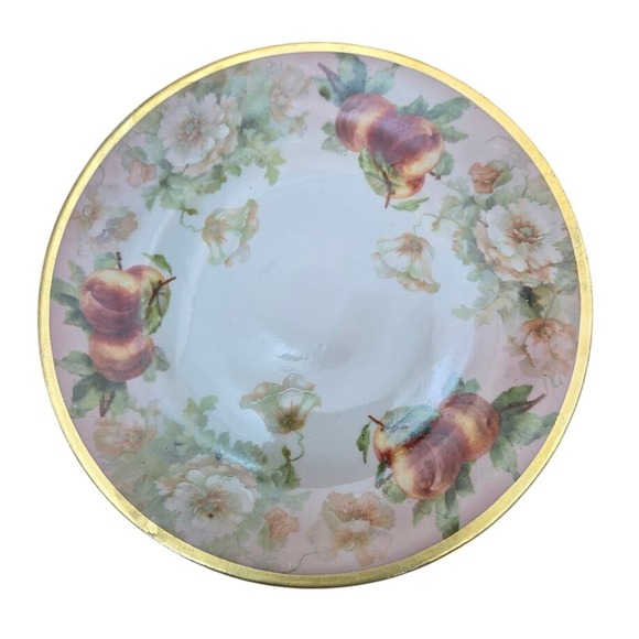 VTG‎ Royal Rudolstadt Prussia B Crown Plate Hand Painted Floral & Peach - Picture 1 of 8